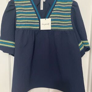 Navy Tunic with Embroidered Accents